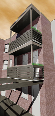 Habillage de balcon et boîtes à fleurs personnalisées, Rue de Bordeaux - 25point4