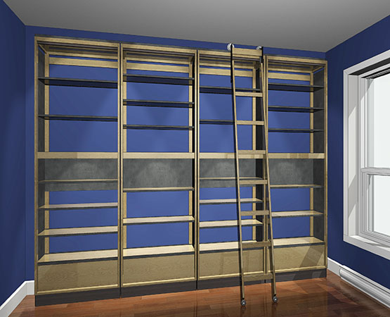 Bibliothèque murale en chêne et acier brut - 25point4