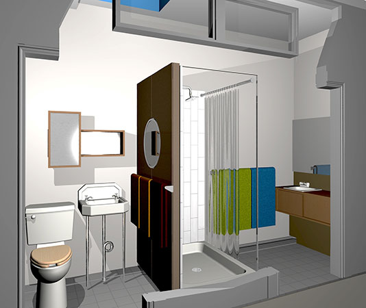 Modernisation et optimisation d'une salle de bain étroite (centre-ville)