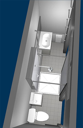 Modernisation et optimisation d'une salle de bain étroite (centre-ville)